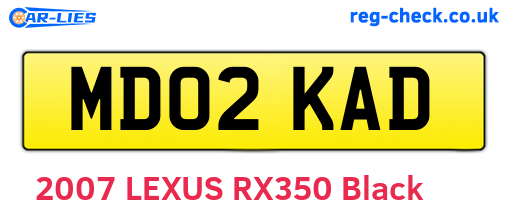 MD02KAD are the vehicle registration plates.