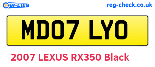 MD07LYO are the vehicle registration plates.