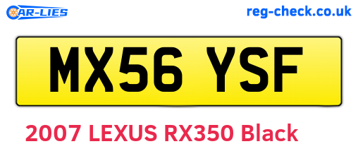 MX56YSF are the vehicle registration plates.