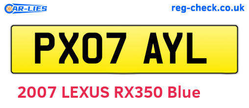 PX07AYL are the vehicle registration plates.