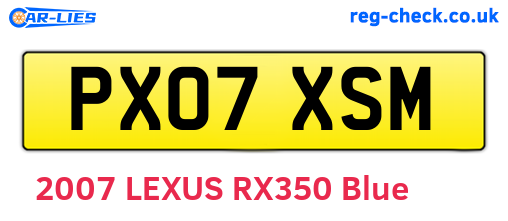 PX07XSM are the vehicle registration plates.
