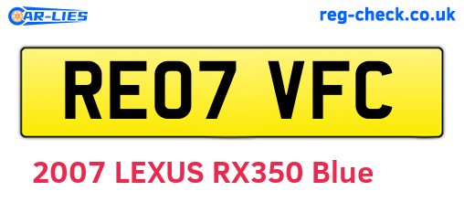 RE07VFC are the vehicle registration plates.