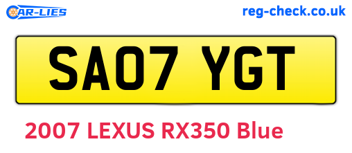 SA07YGT are the vehicle registration plates.