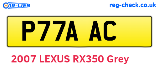 P77AAC are the vehicle registration plates.
