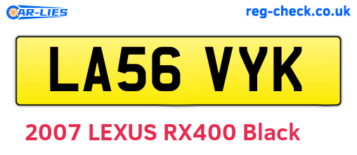 LA56VYK are the vehicle registration plates.