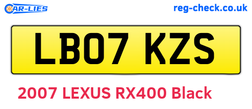 LB07KZS are the vehicle registration plates.