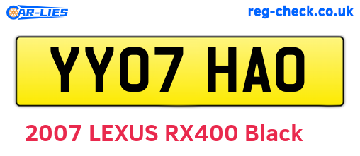 YY07HAO are the vehicle registration plates.