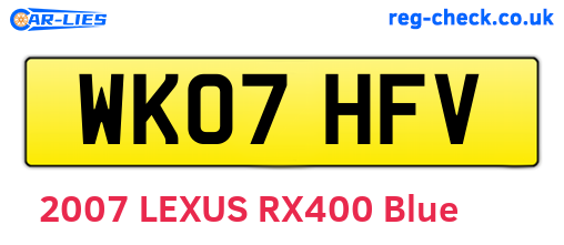 WK07HFV are the vehicle registration plates.