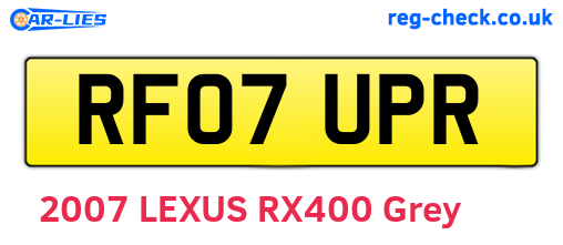 RF07UPR are the vehicle registration plates.
