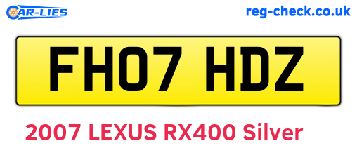 FH07HDZ are the vehicle registration plates.