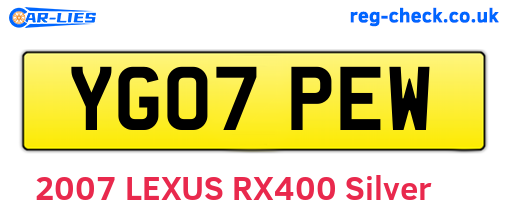 YG07PEW are the vehicle registration plates.