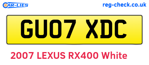 GU07XDC are the vehicle registration plates.