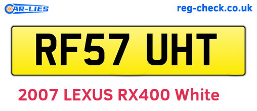 RF57UHT are the vehicle registration plates.
