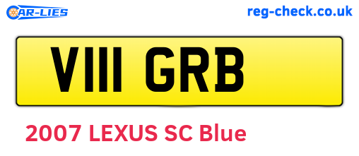 V111GRB are the vehicle registration plates.