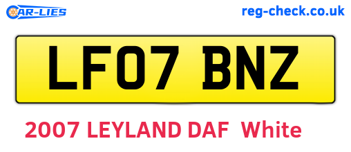 LF07BNZ are the vehicle registration plates.