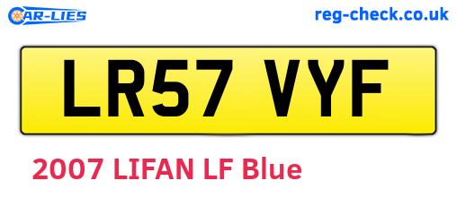 LR57VYF are the vehicle registration plates.
