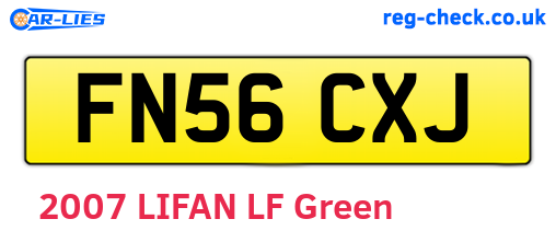 FN56CXJ are the vehicle registration plates.