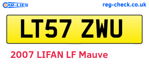 LT57ZWU are the vehicle registration plates.