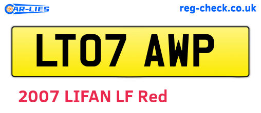 LT07AWP are the vehicle registration plates.