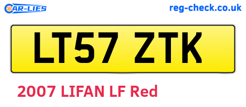 LT57ZTK are the vehicle registration plates.