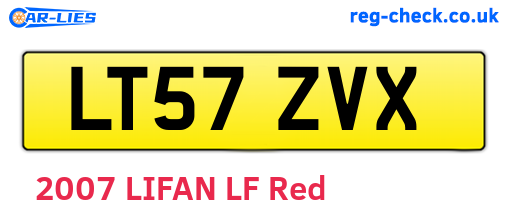 LT57ZVX are the vehicle registration plates.