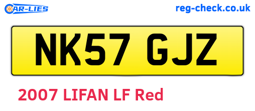 NK57GJZ are the vehicle registration plates.