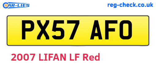 PX57AFO are the vehicle registration plates.