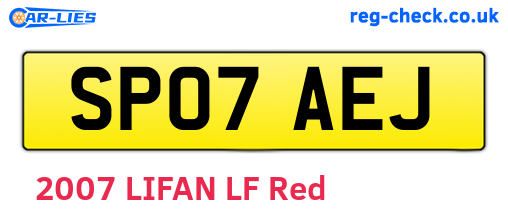 SP07AEJ are the vehicle registration plates.