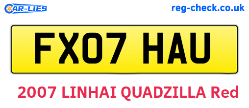 FX07HAU are the vehicle registration plates.