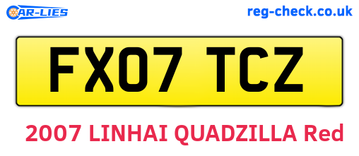 FX07TCZ are the vehicle registration plates.