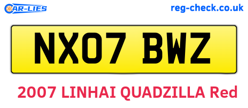 NX07BWZ are the vehicle registration plates.