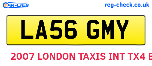 LA56GMY are the vehicle registration plates.