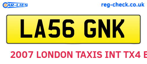 LA56GNK are the vehicle registration plates.