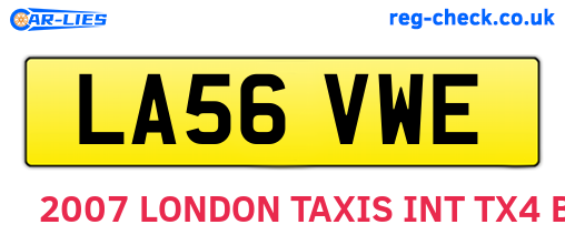 LA56VWE are the vehicle registration plates.