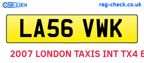 LA56VWK are the vehicle registration plates.