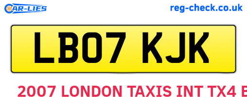 LB07KJK are the vehicle registration plates.