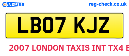 LB07KJZ are the vehicle registration plates.