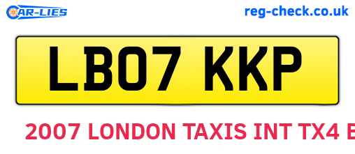 LB07KKP are the vehicle registration plates.
