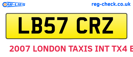 LB57CRZ are the vehicle registration plates.