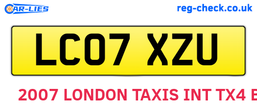 LC07XZU are the vehicle registration plates.