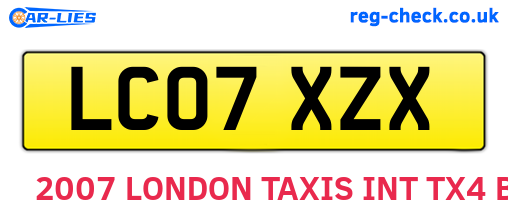 LC07XZX are the vehicle registration plates.