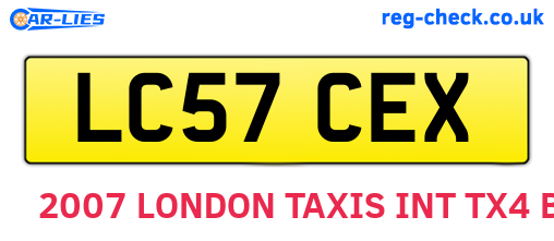 LC57CEX are the vehicle registration plates.