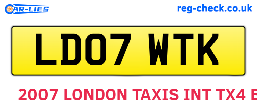 LD07WTK are the vehicle registration plates.