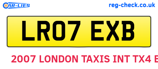 LR07EXB are the vehicle registration plates.