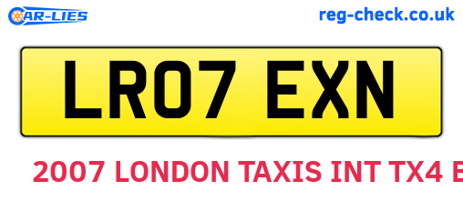 LR07EXN are the vehicle registration plates.