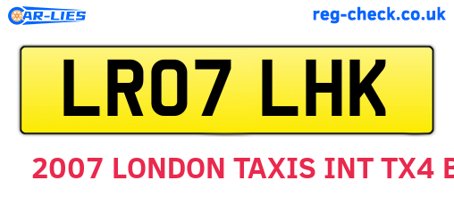 LR07LHK are the vehicle registration plates.
