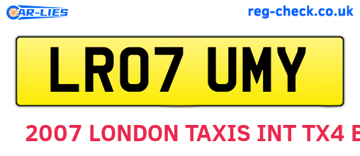 LR07UMY are the vehicle registration plates.