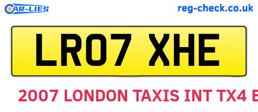 LR07XHE are the vehicle registration plates.