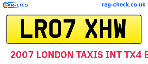 LR07XHW are the vehicle registration plates.