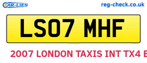 LS07MHF are the vehicle registration plates.